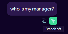 Branch button appearing on hover over a chat message