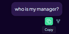 Copy and Branch action buttons on a chat message