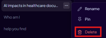 Delete option in the conversation context menu