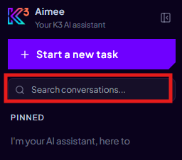 Search bar at the top of the conversation sidebar